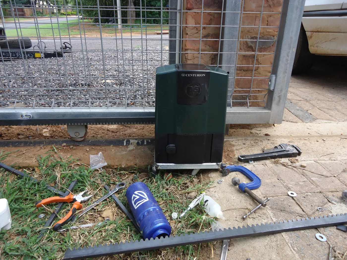 Gate motor being installed on a sliding gate